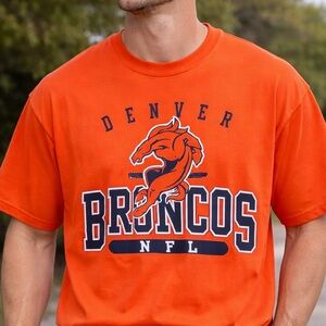 Jerzees Vibrant Orange DENVER BRONCOS Heavyweight Cotton Tee